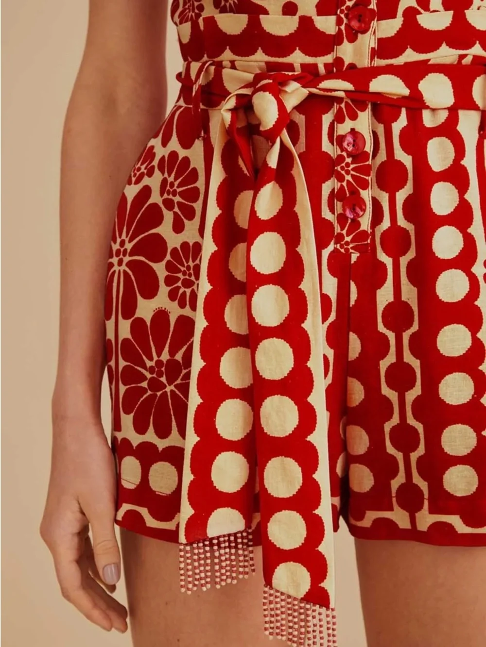 Farm Rio Palermo Red Sleeveless Romper - Picture 4 of 9